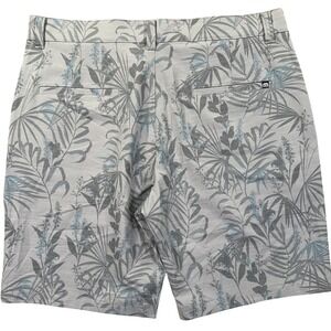 TravisMathew Golf Shorts Mens 34 Grey Blue Tropical Palm Leaf  Stretch
